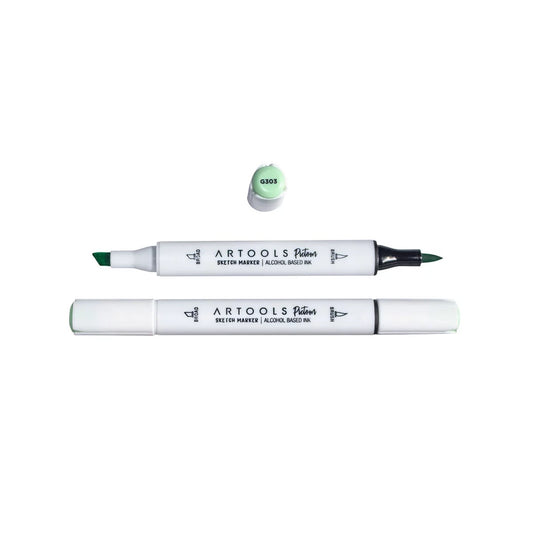 MARCADOR ARTOOLS PICTOM PONTA DUPLA GLASS GREEN (G303)