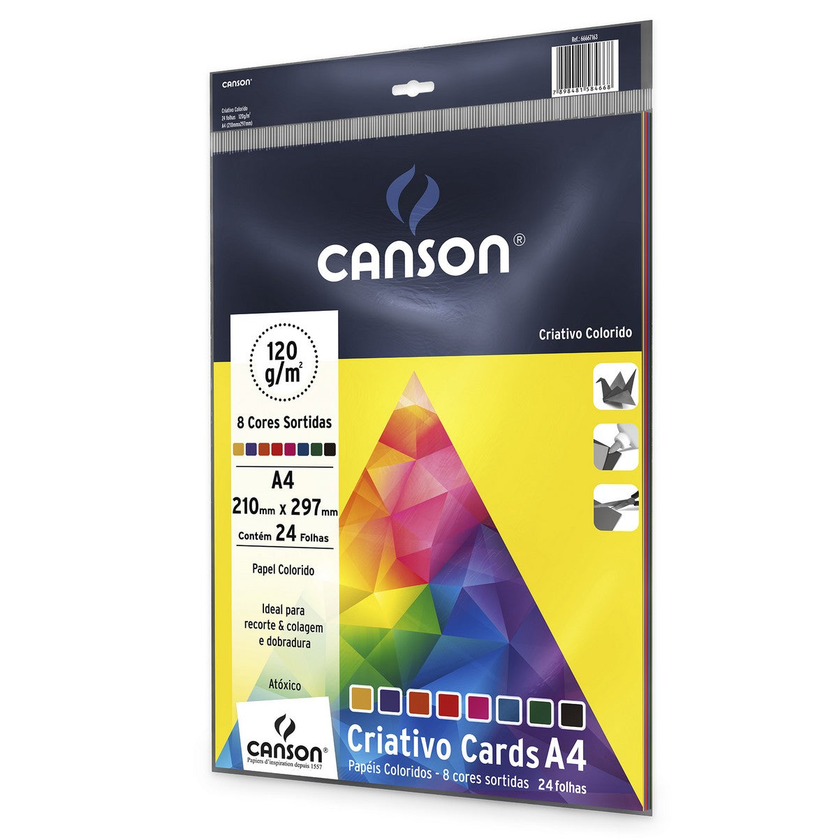 BLOCO CANSON COLORIDO CRIATIVO 120G/M2 A4 08 CORES 24FLS