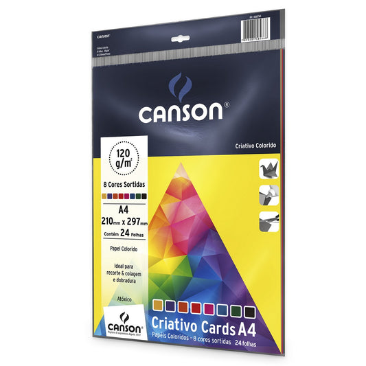 BLOCO CANSON COLORIDO CRIATIVO 120G/M2 A4 08 CORES 24FLS
