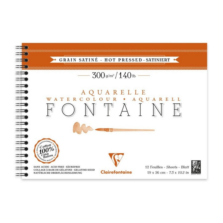 BLOCO CLAIREFONTAINE 100% COTTON SATINE 300g/m2 19x26 12FLS