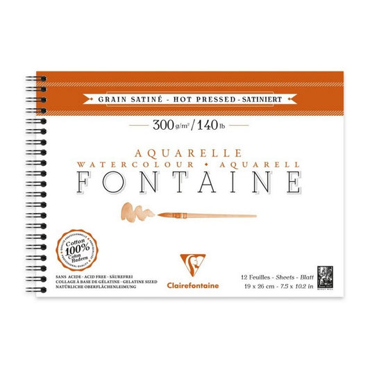 BLOCO CLAIREFONTAINE 100% COTTON SATINE 300g/m2 19x26 12FLS