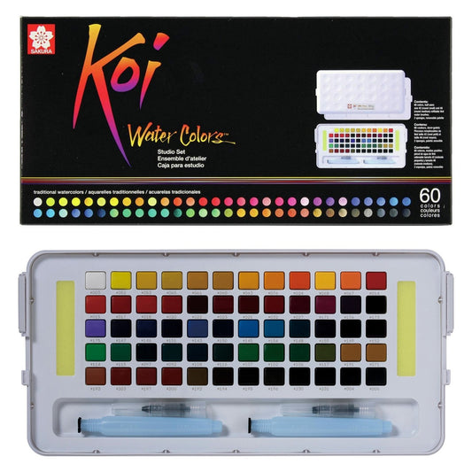 ESTOJO AQUARELA SAKURA KOI 60 CORES + 2 PINCEIS