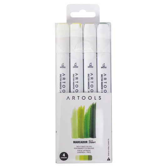 ESTOJO MARCADOR ARTOOLS PICTOM DUPLO C/ 04 VERDES CITRICOS