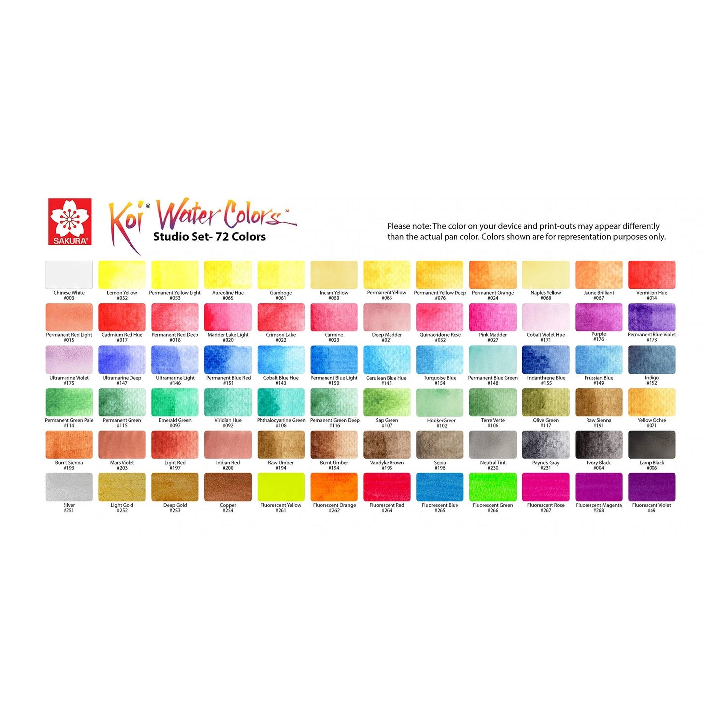 ESTOJO AQUARELA SAKURA KOI 72 CORES + 2 PINCEIS