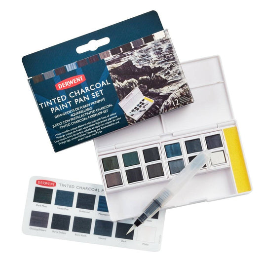 ESTOJO AQUARELA DERWENT 12 TINTED CHARCOAL HALF PAN