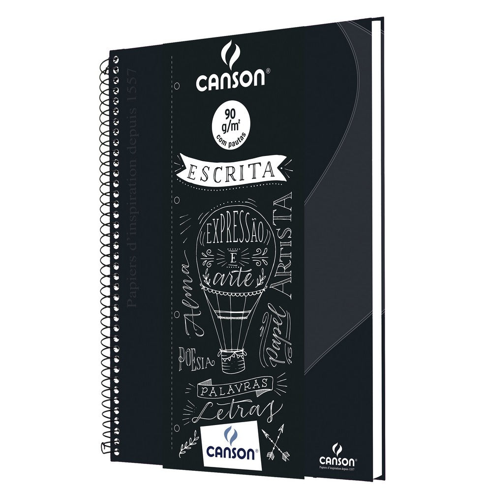 CADERNO CANSON ESCRITA A4 PRETO 80 FOLHAS PAUTA 90G/M2