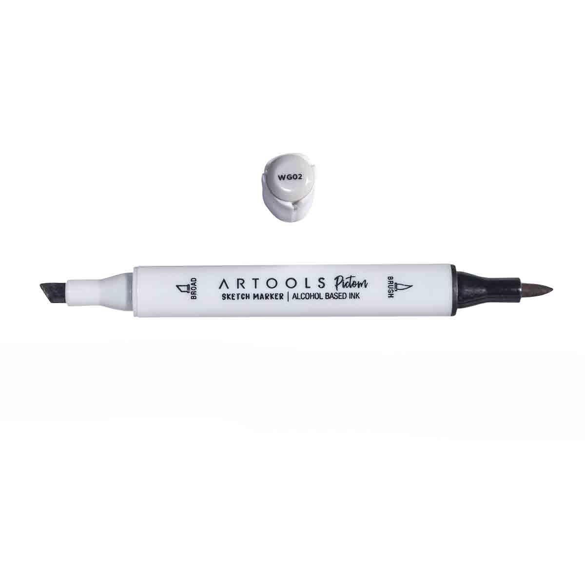 MARCADOR ARTOOLS PICTOM PONTA DUPLA WARM GRAY 2 (WG02)