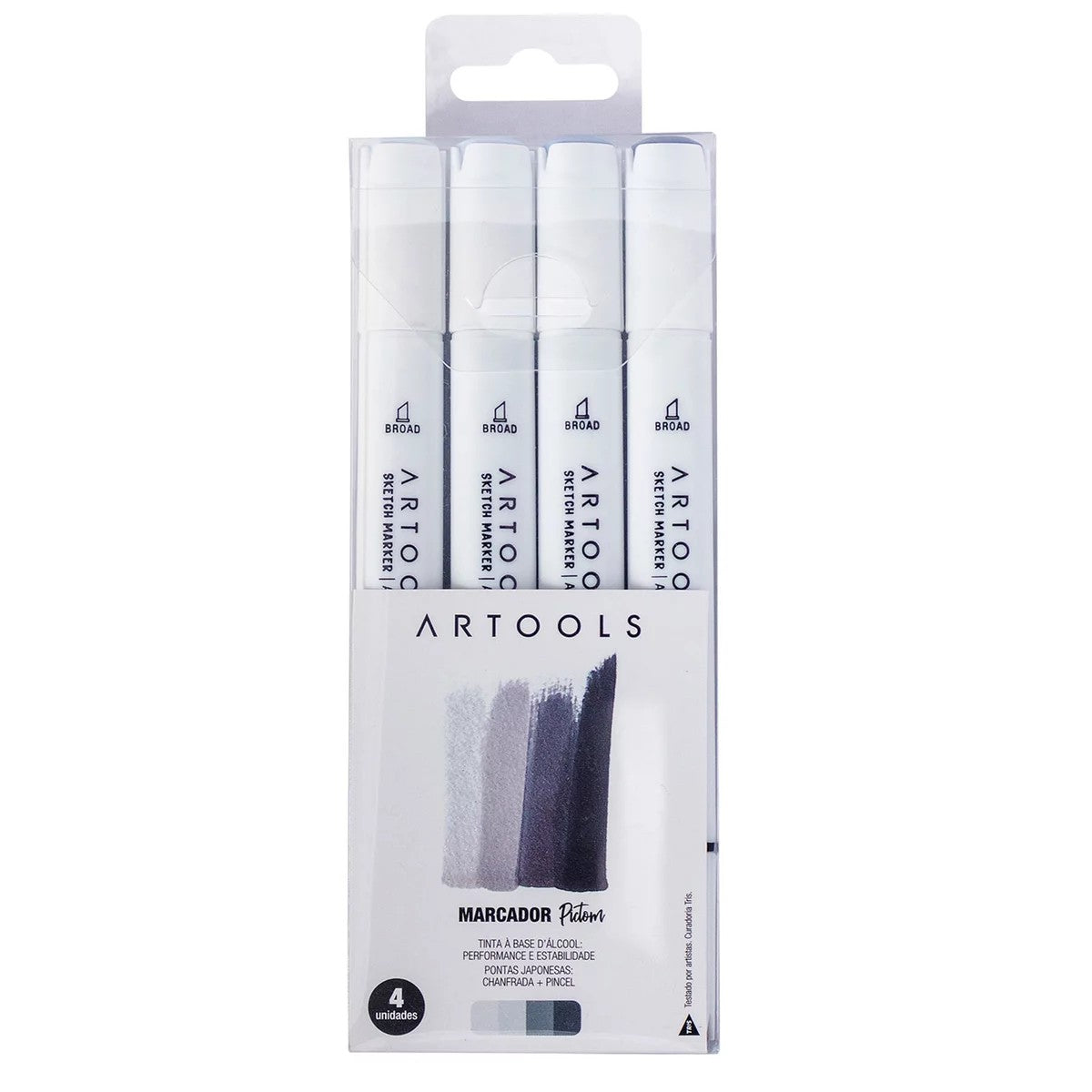 ESTOJO MARCADOR ARTOOLS PICTOM DUPLO C/ 04 CINZAS FRIOS