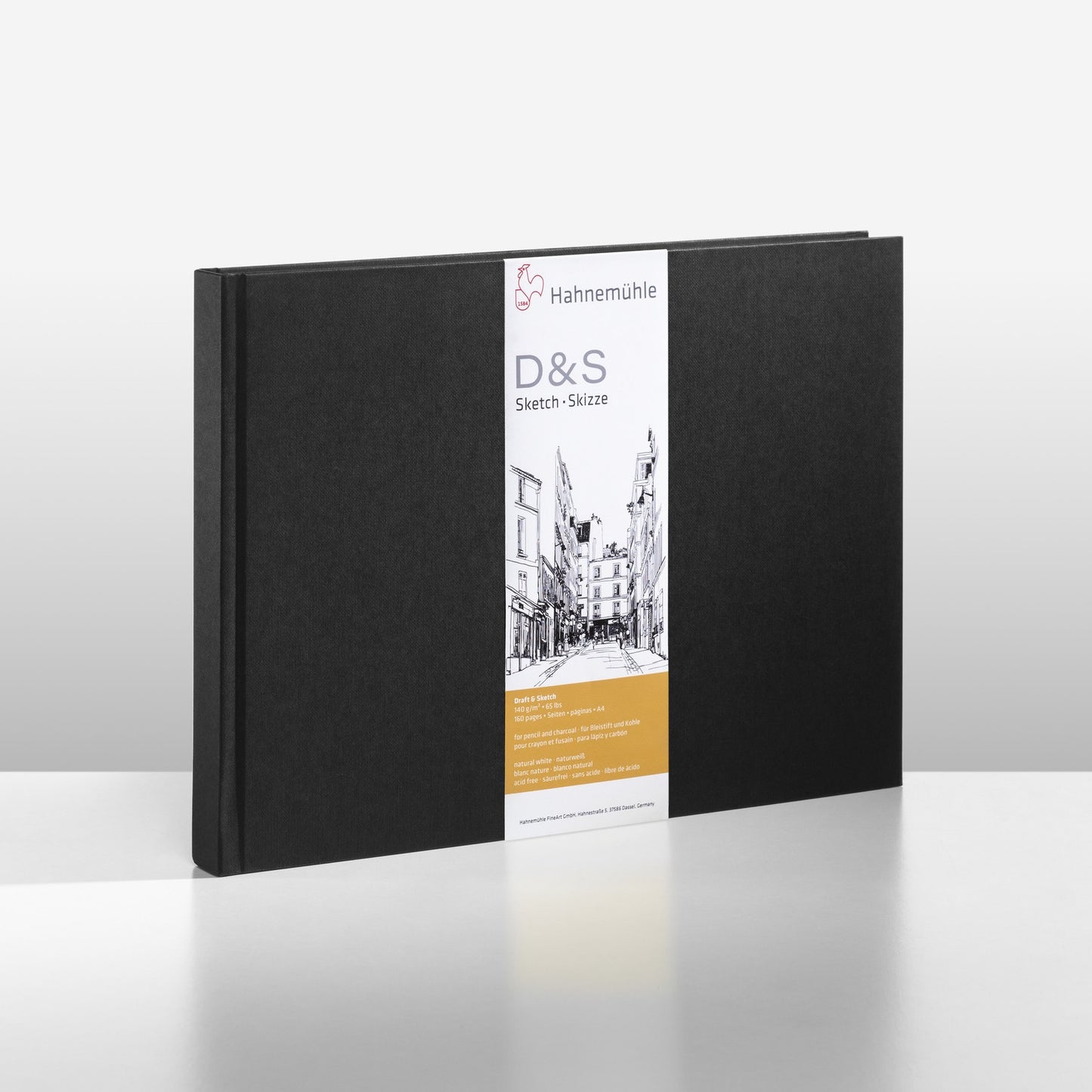 SKETCH BOOK HAHNEMUHLE D&S A5 140g/m2 PRETO LAND 80 FLS