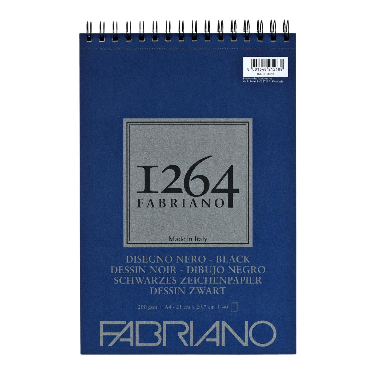 BLOCO FABRIANO 1264 BLACK 200G/M2 A4 40 FOLHAS