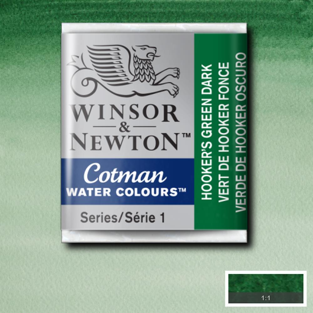 AQUARELA WINSOR NEWTON COTMAN HALF PAN 312 HOOKER'S GREEN DK
