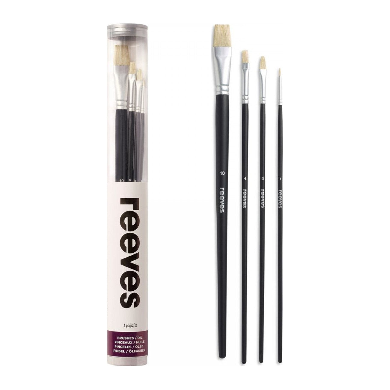 ESTOJO PINCEIS REEVES BEGINNERS OIL/ACRYLIC 04 PINCEIS LONGO