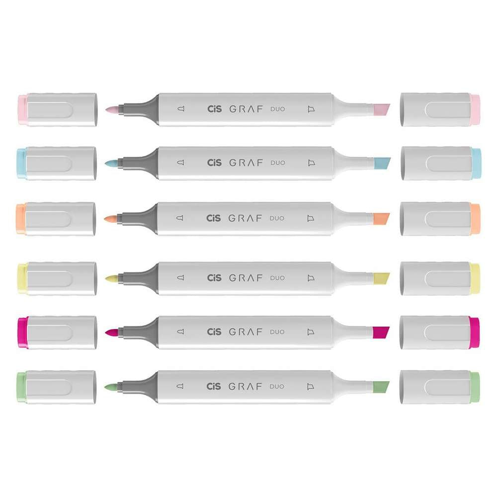 MARCADOR CIS GRAF DUO 06 TONS PASTEL PONTA DUPLA