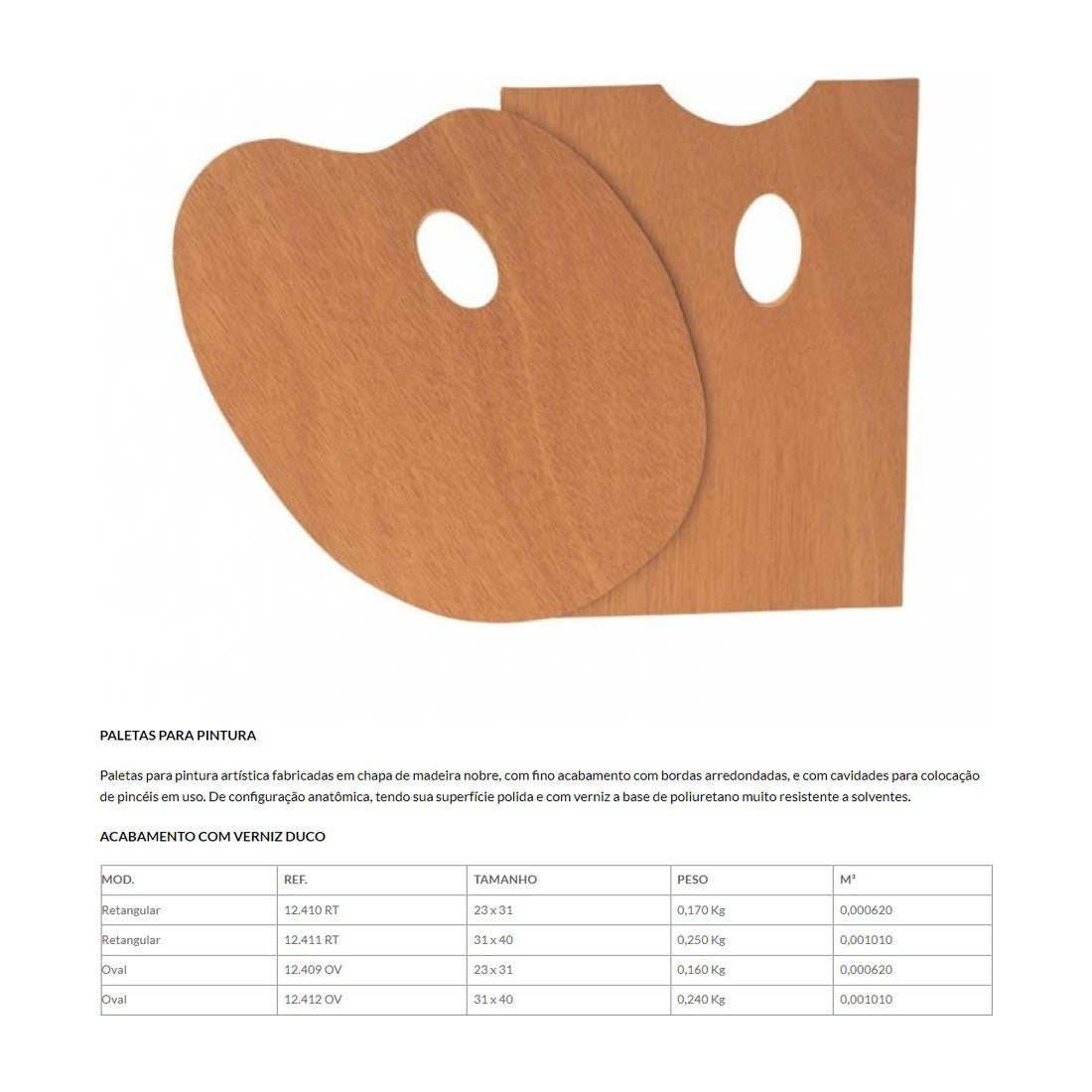 PALETA OVAL 12412 31x40 ENVERNIZADA TRIDENT