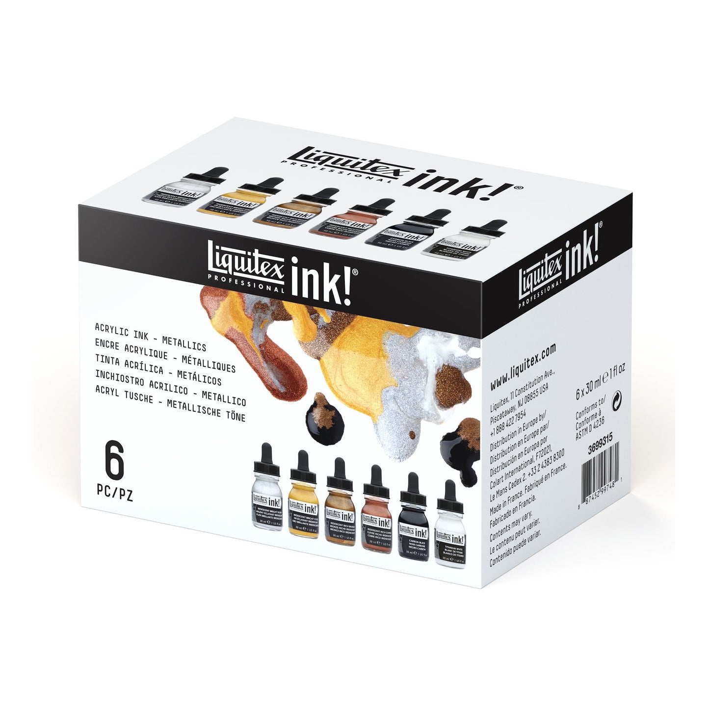 ESTOJO ACRILICA LIQUITEX INK! ACRYLIC 030ML C/ 06 METALIC