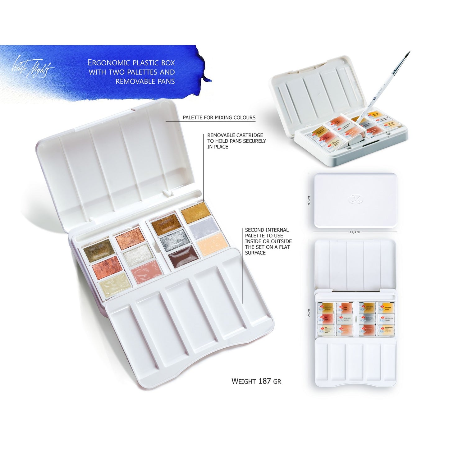 ESTOJO AQUARELA WHITE NIGHTS 12 PANS METALICAS E PASTEIS - 1876