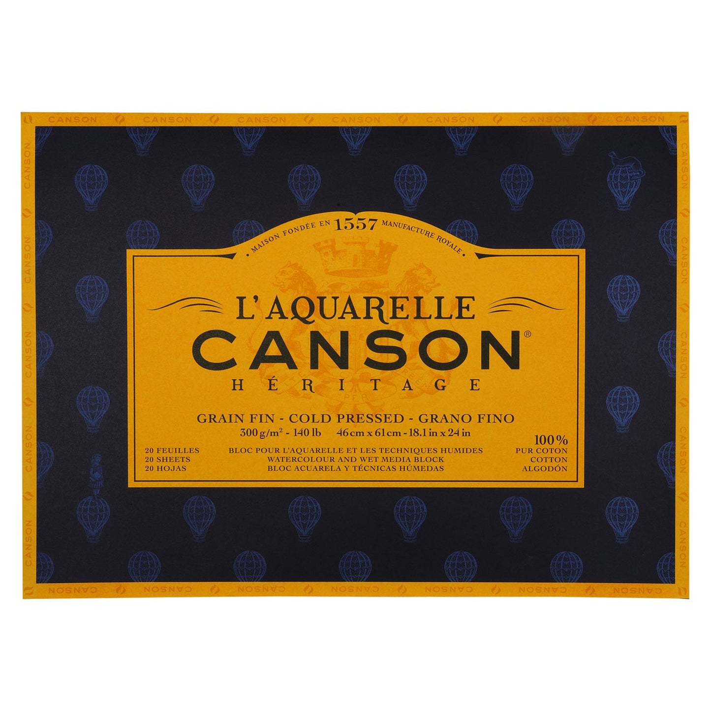 BLOCO CANSON HERITAGE GRANA FINA 300g/m2 46x61 100%COT 20FLS