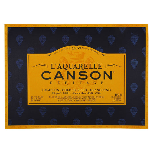 BLOCO CANSON HERITAGE GRANA FINA 300g/m2 46x61 100%COT 20FLS