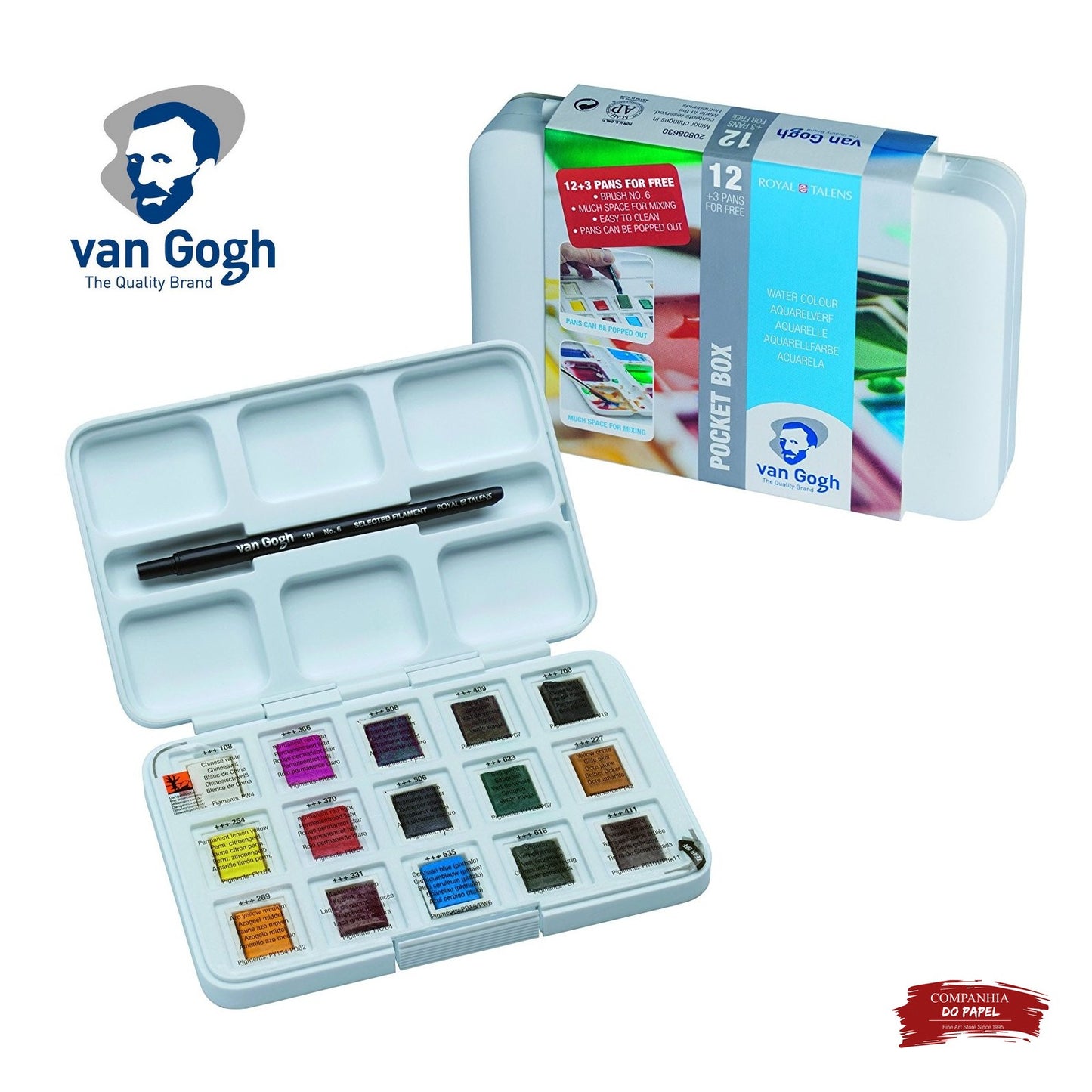ESTOJO AQUARELA TALENS VAN GOGH 12+3 HALF PAN POCKET