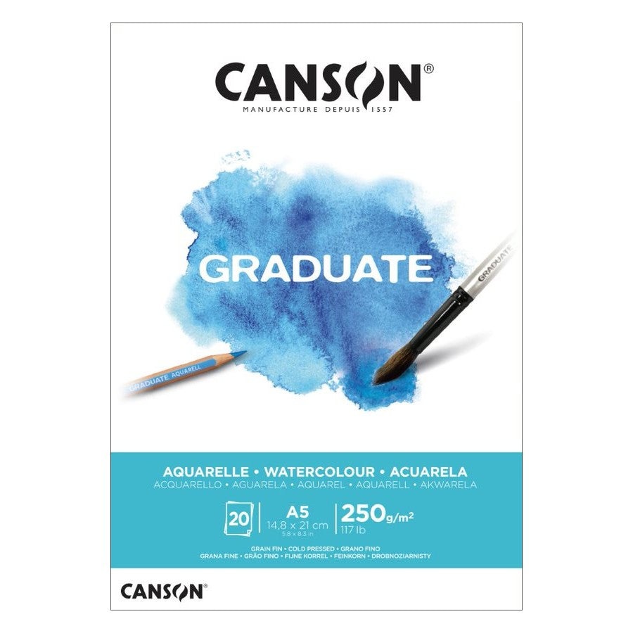 BLOCO CANSON GRADUATE AQUARELLE A5 250G/M2 20 FOLHAS