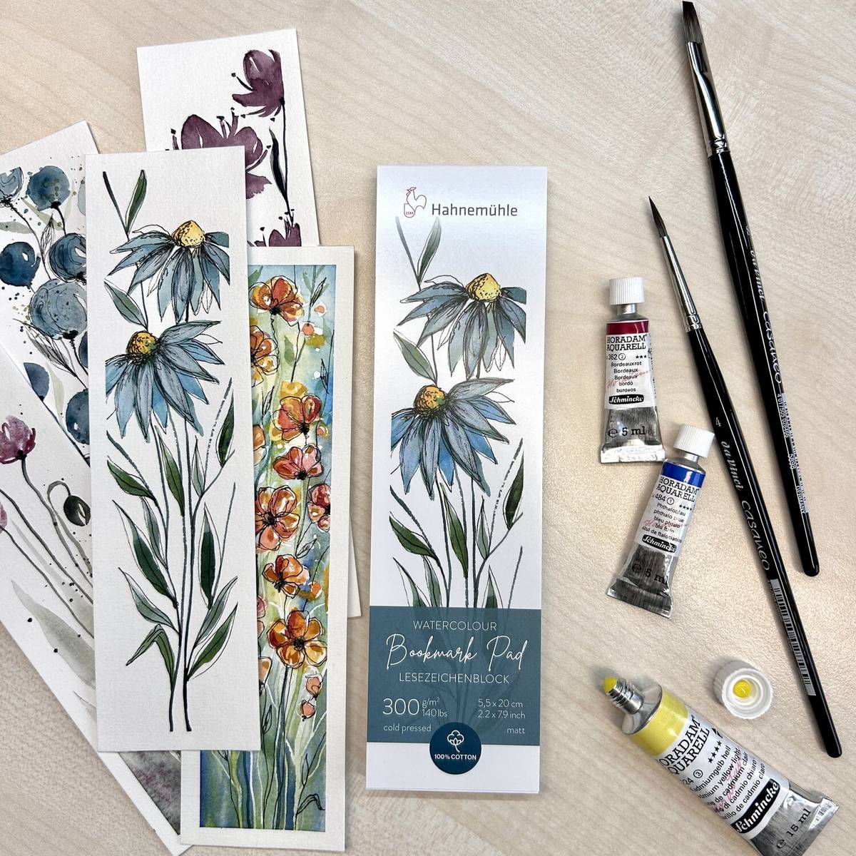 MARCA PAGINAS HAHNEMUHLE 300g/m2 100% ALGODAO 5,5X20cm 15 FLS