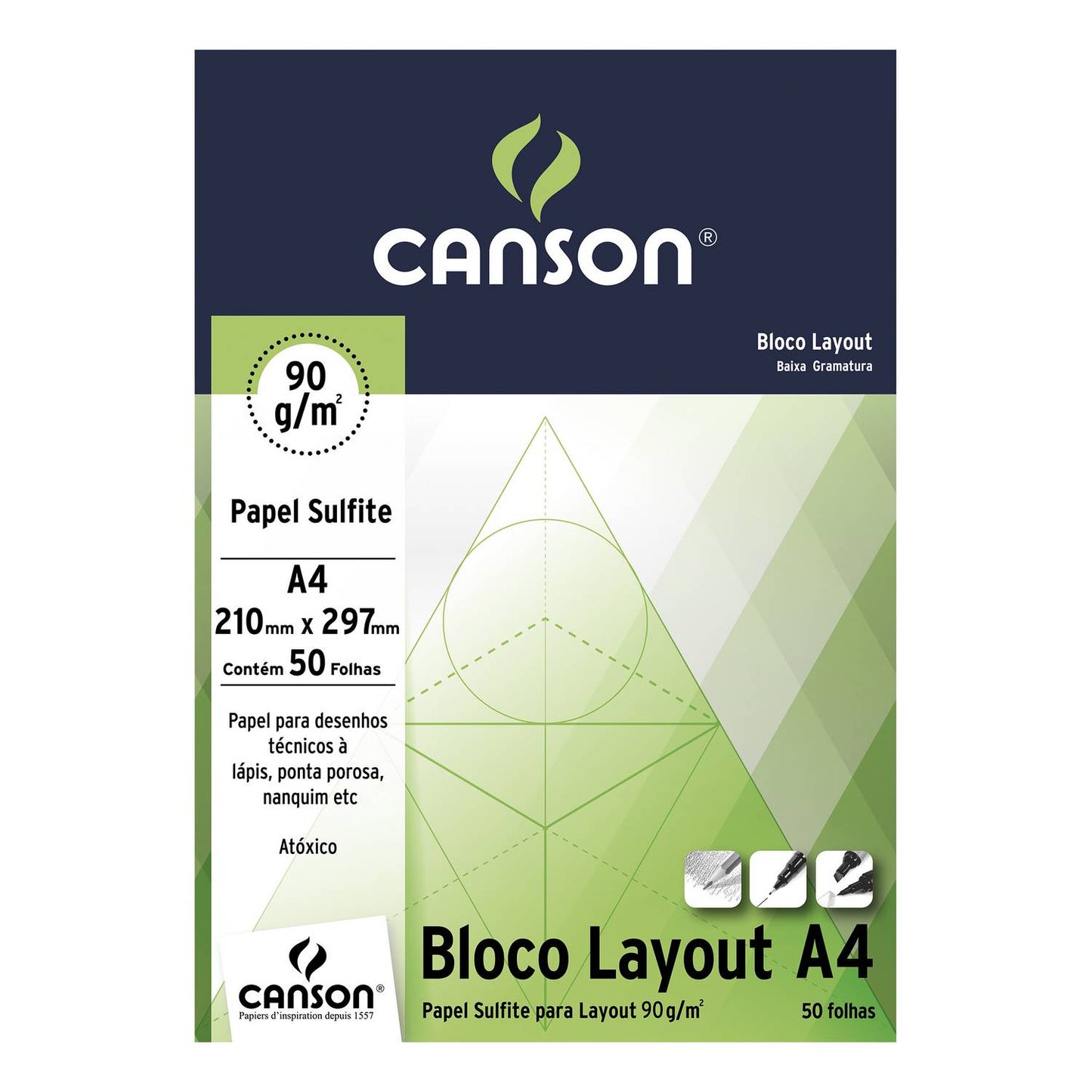 BLOCO CANSON LAY OUT LISO A4 090g/m2 50 FOLHAS