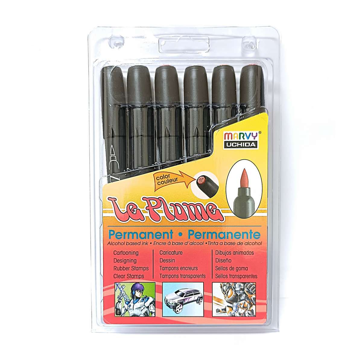 ESTOJO MARCADOR MARVY LE PLUME BRUSH C/ 06 LARANJA