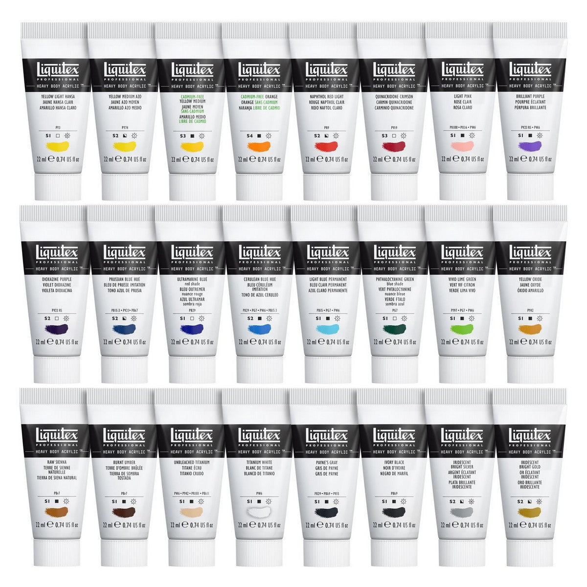 ESTOJO ACRILICA LIQUITEX HEAVY BODY 24 CORES 22ML 3699386