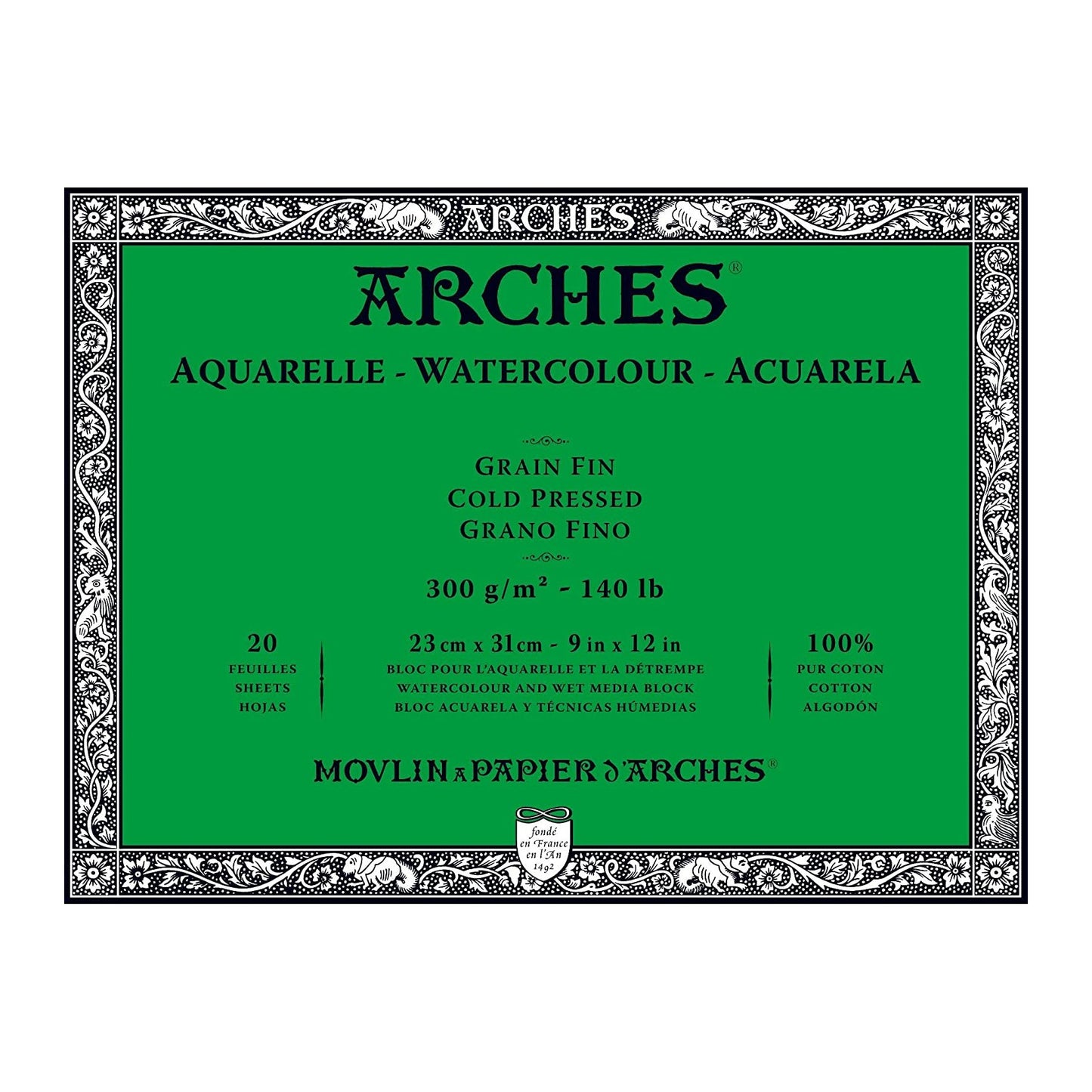 BLOCO ARCHES FIN (COLD PRESS) 300g/m2 23X31 20 FOLHAS