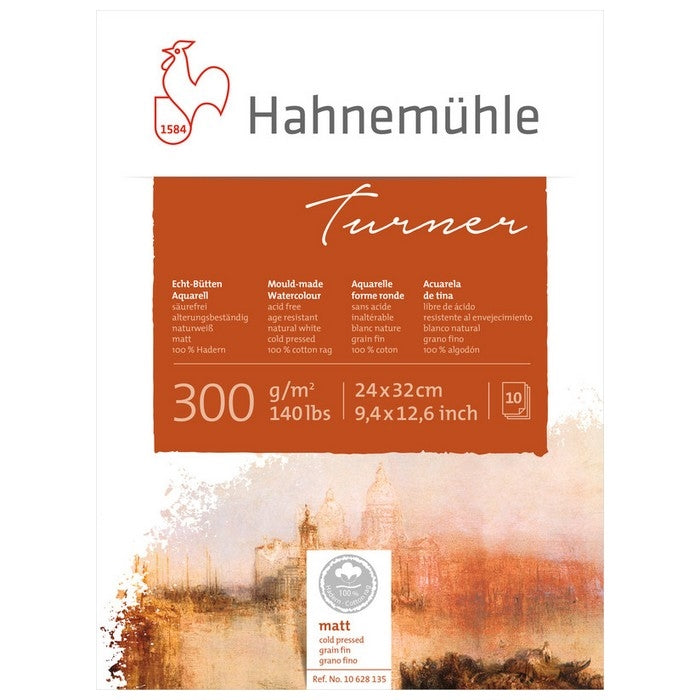 BLOCO HAHNEMUHLE TURNER 300g/m2 24x32 GRAN FIN 100% COTTON 1