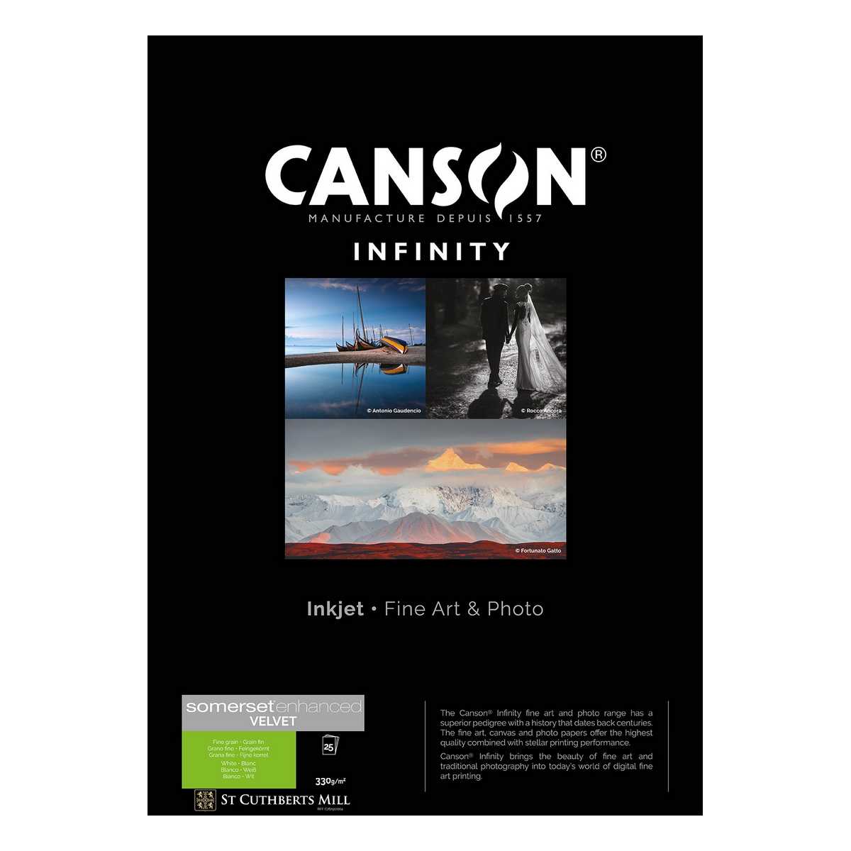 CANSON INFINITY SOMERSET ENHANCED VELVET GF A4 330G 25 FL