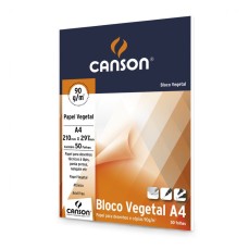 BLOCO CANSON VEGETAL LISO A4 92,5g/m2  50 FOLHAS
