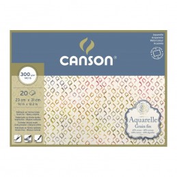 BLOCO CANSON AQUARELLE GR FINA 23X31 300G/M2 60%COTTON 20F