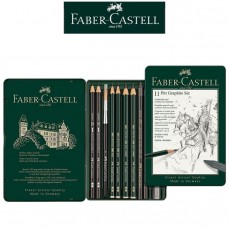 ESTOJO LAPIS GRADUADO FABER CASTELL PITT GRAPHITE SET 11 PÇS 112972