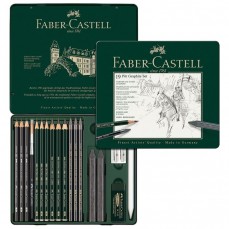 ESTOJO LAPIS GRADUADO FABER CASTELL PITT GRAPHITE SET 19 PÇS 112973