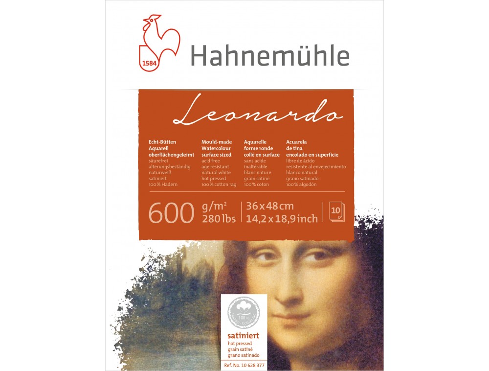 BLOCO HAHNEMUHLE LEONARDO SATINE 600g/m2 36X48 10 FOLHAS