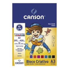 BLOCO CANSON COLORIDO CRIATIVO 80g/m2 A3 32FLS