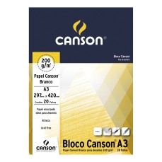 BLOCO CANSON DESSIN A3 BRANCO 200G/M2 20 FOLHAS