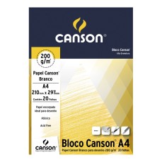 BLOCO CANSON DESSIN A4 BRANCO 200G/M2 20 FOLHAS