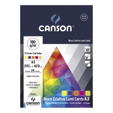 BLOCO CANSON COLORIDO CRIATIVO LUMI CARDS 180g/m2 A3 25FLS