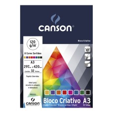 BLOCO CANSON COLORIDO CRIATIVO CARDS 120g/m2 A3 32FLS