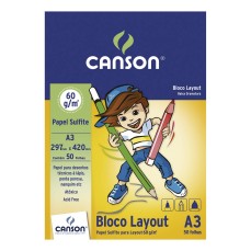 BLOCO CANSON LAY OUT LISO A3 060g/m2 50 FOLHAS