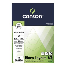 BLOCO CANSON LAY OUT LISO A3 090g/m2 50 FOLHAS