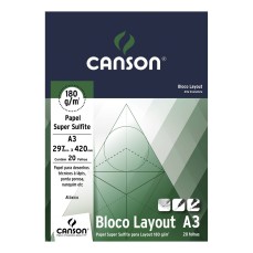 BLOCO CANSON LAY OUT LISO A3 180g/m2 20 FOLHAS
