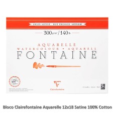 BLOCO CLAIREFONTAINE 100% COTTON SATINE 300g/m2 12x18 12FLS
