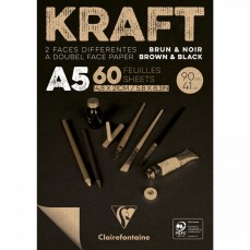 BLOCO CLAIREFONTAINE KRAFT-BLACK 90G/M2 A5 60FLS 97581