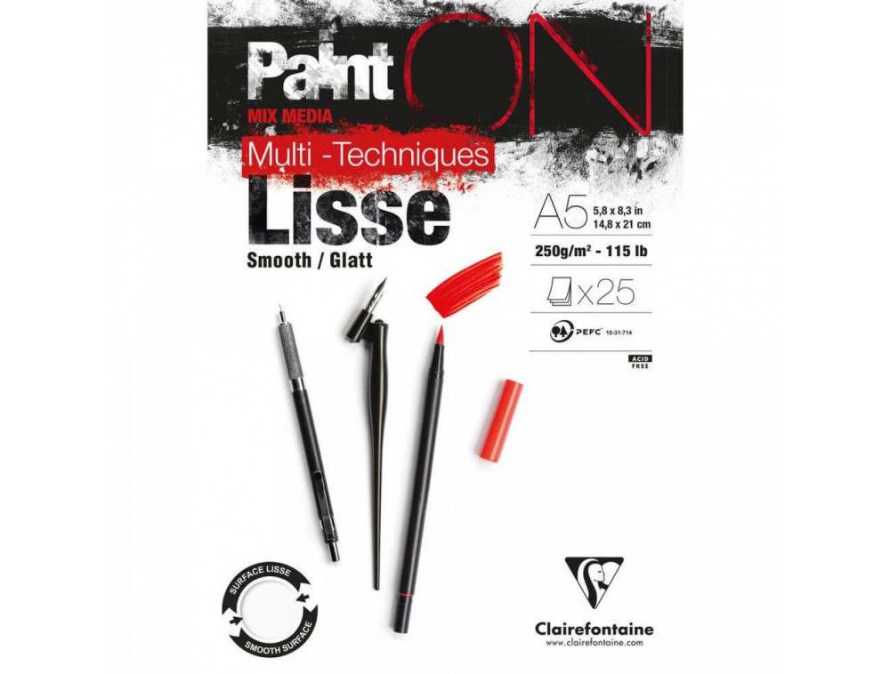 BLOCO CLAIREFONTAINE PAINT ON LISSE 250G/M2 A5 25FLS 975728C