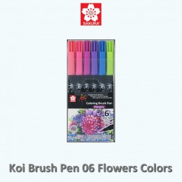 CANETA SAKURA KOI COLORING BRUSH C/ 06 FLOWERS COLORS