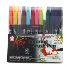 CANETA SAKURA KOI COLORING BRUSH C/ 12 SORTIDAS