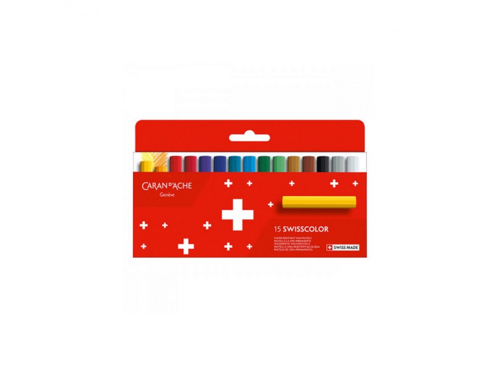 GIZ DE CERA PERMANENTE CARAN D ACHE SWISSCOLOR 15 CORES